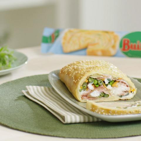 Strudel delicata con verdure, prosciutto e ricotta
