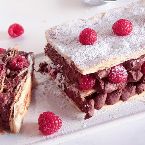 Millefoglie cioccolato e lamponi