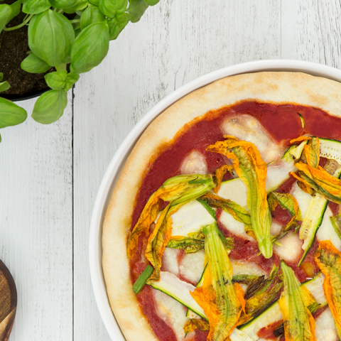 Pizza senza glutine ai fiori di zucca