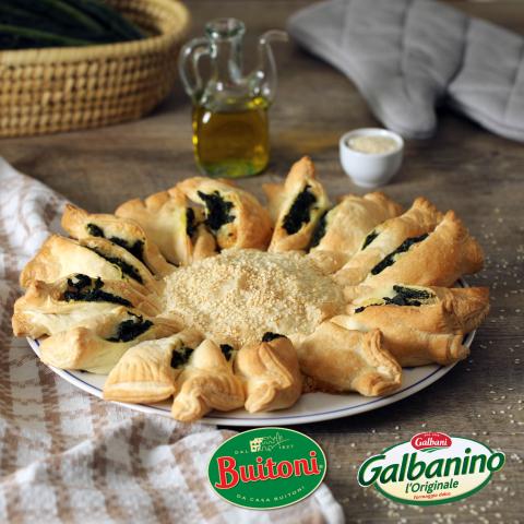 Torta salata a fiore con cime di rapa e Galbanino