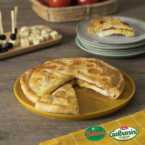 Pizza rustica con salame e Galbanino