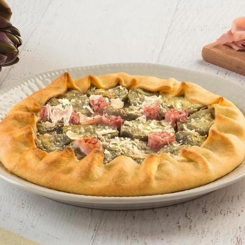 Torta salata con carciofi gratinati
