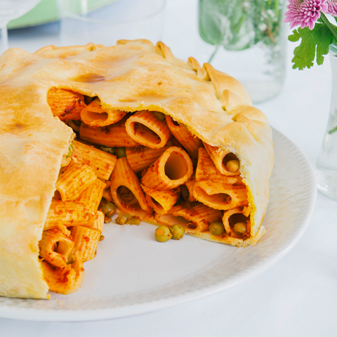 Timballo di pasta in crosta di brisée