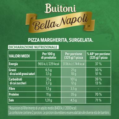 Bella napoli margherita doppia tabella nutrizionale