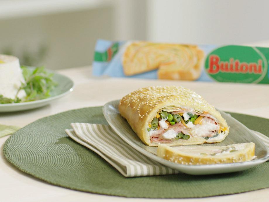 Strudel delicata con verdure, prosciutto e ricotta