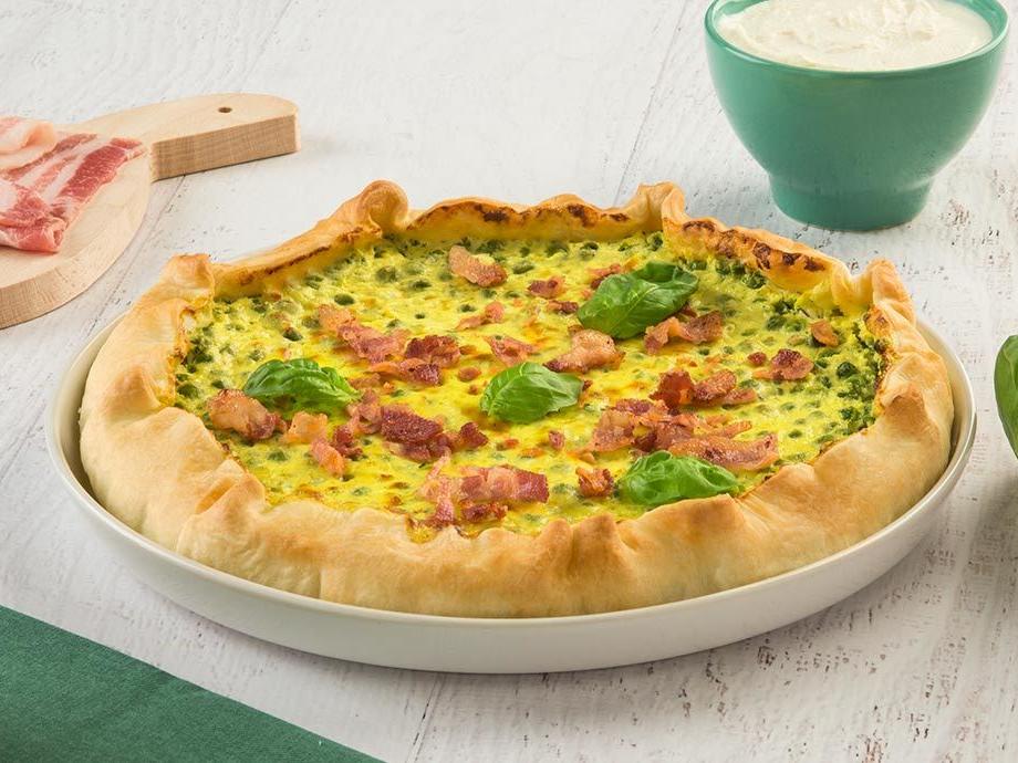 Quiche di piselli con pancetta