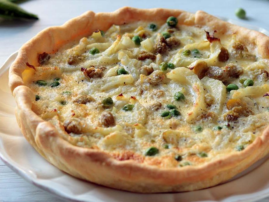 Quiche con finocchi, piselli e fave