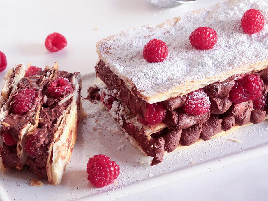 Millefoglie cioccolato e lamponi