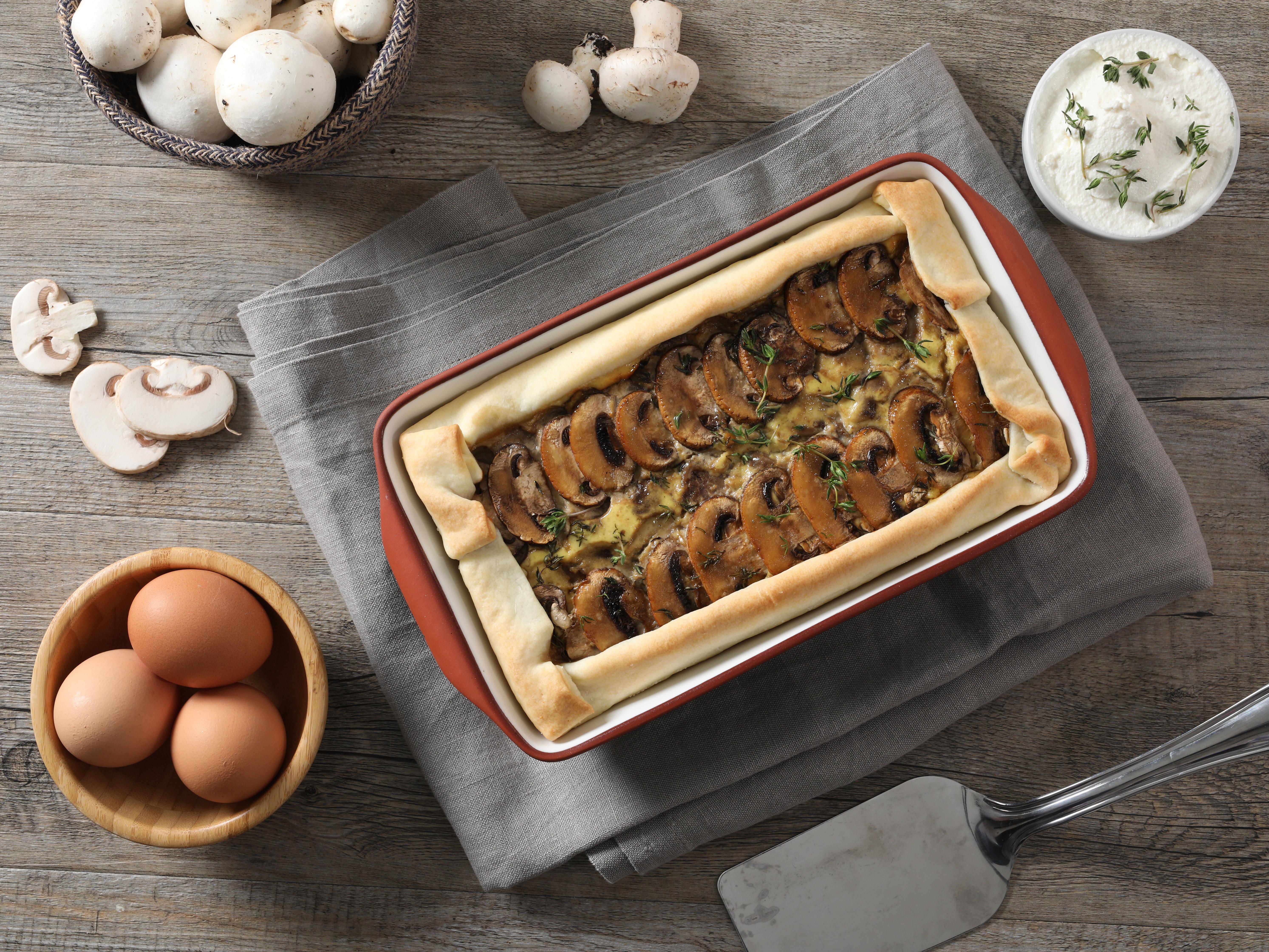 Quiche rettangolare con funghi misti