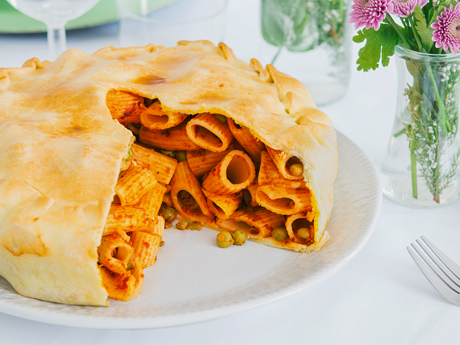 Timballo di pasta in crosta di brisée